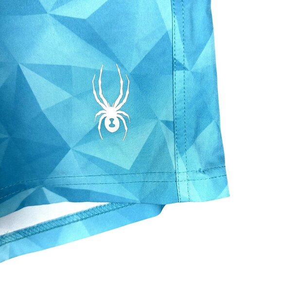 Spyder Swim Trunks Mens XXL Geometric Blue Brief  Lined Pockets & Drawstring - Picture 3 of 10